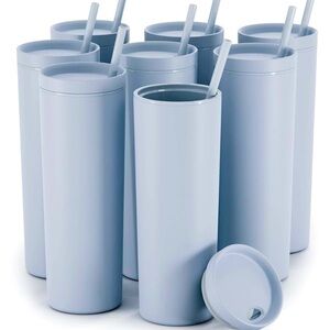 Mara’s skinny Tumblr with lid and straw Mat Blue